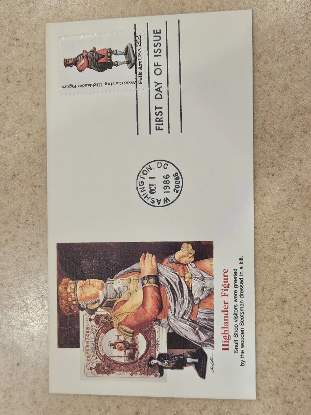 RARE COLLECTIBLE USPS 1ST DAY ISSUE COVER HIGHLANDER FIGURINE STAMP ENVELOPE FDC